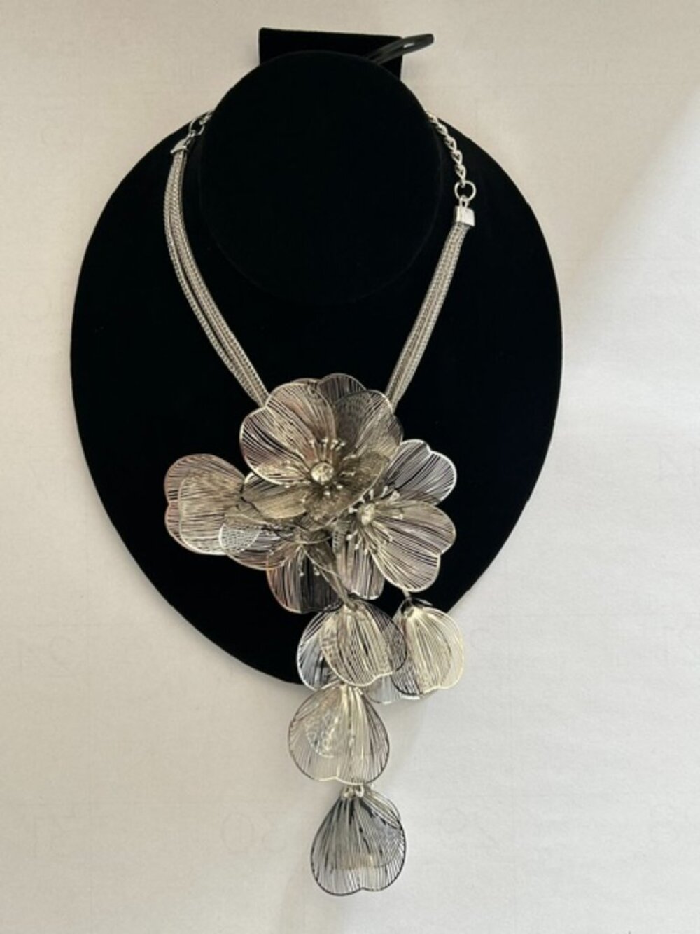 Silver Floral Statement Necklace